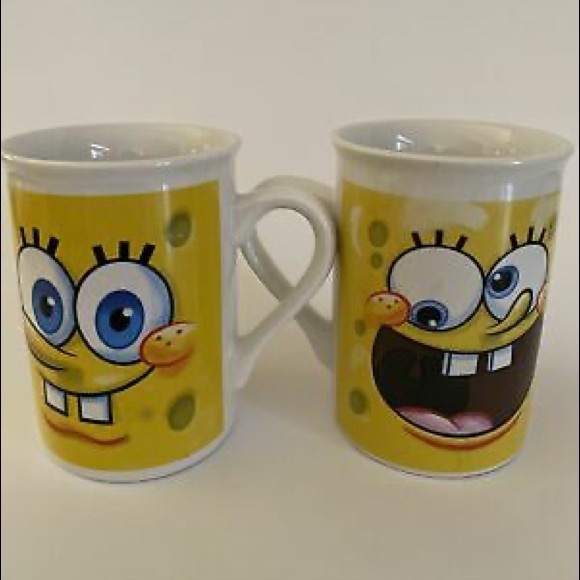 SPONGEBOB SQUAREPANTS VIACOM COFFEE MUG NICKELODEON (set of 2) - Picture 8 of 13